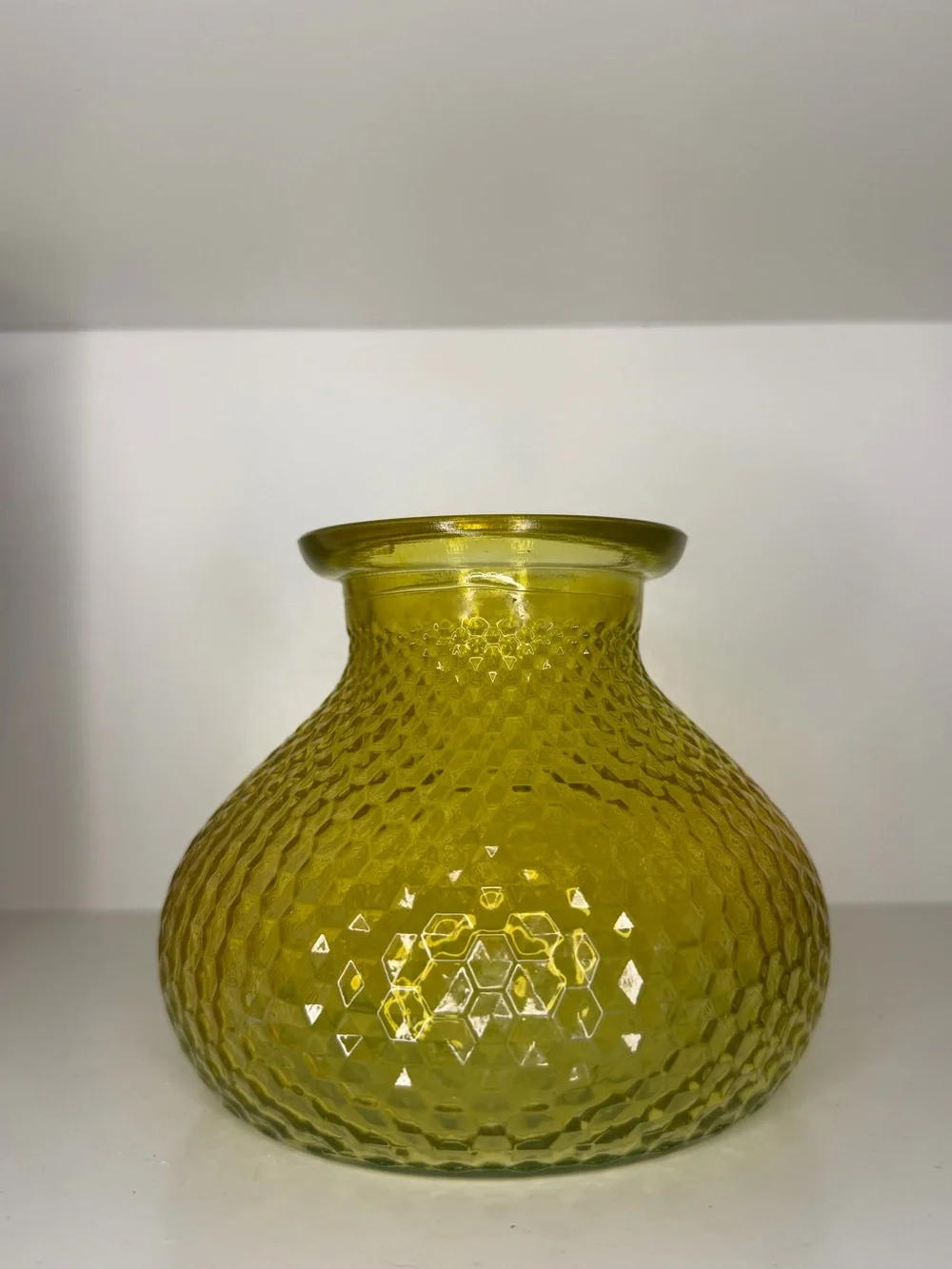Vintage Textured Yellow Glass Vase - Decorative Home Accent